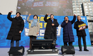 野, 헌재 앞에서 '탄핵인용 촉구' 집회…"내란수괴 파면"