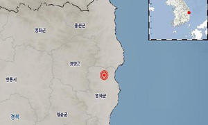 경북 영덕서 토요일 오후 규모 2대 지진 2차례 발생