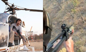 세계 1위 유튜버, 헬기타고 기린 향해 총격…무슨 일?