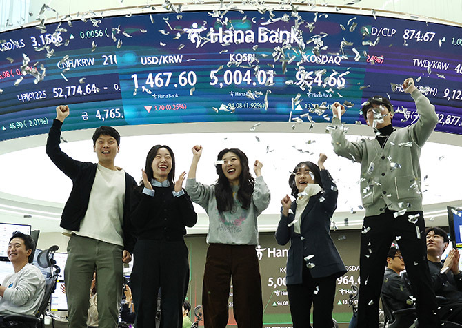 코스피 5,000선 돌파…'동학개미' 환율 