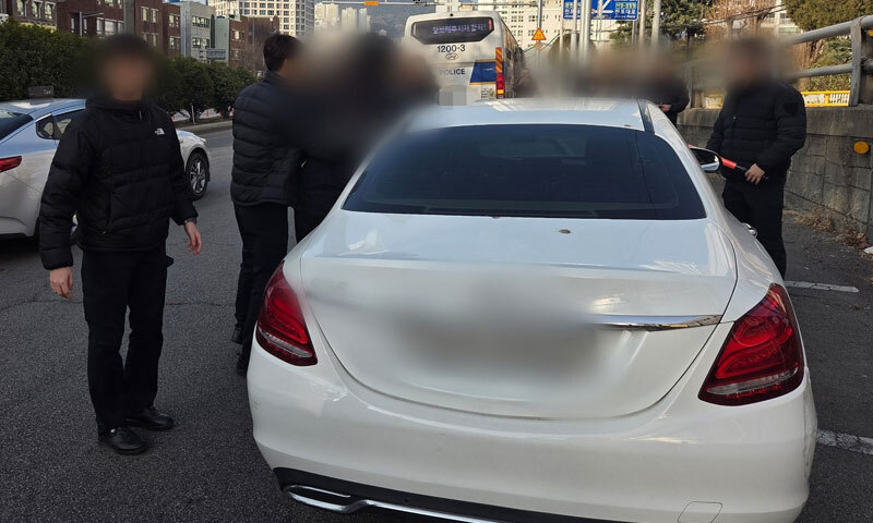 부산 황령터널 인근 음주 운전 검거 현장. 부산 경찰청 제공