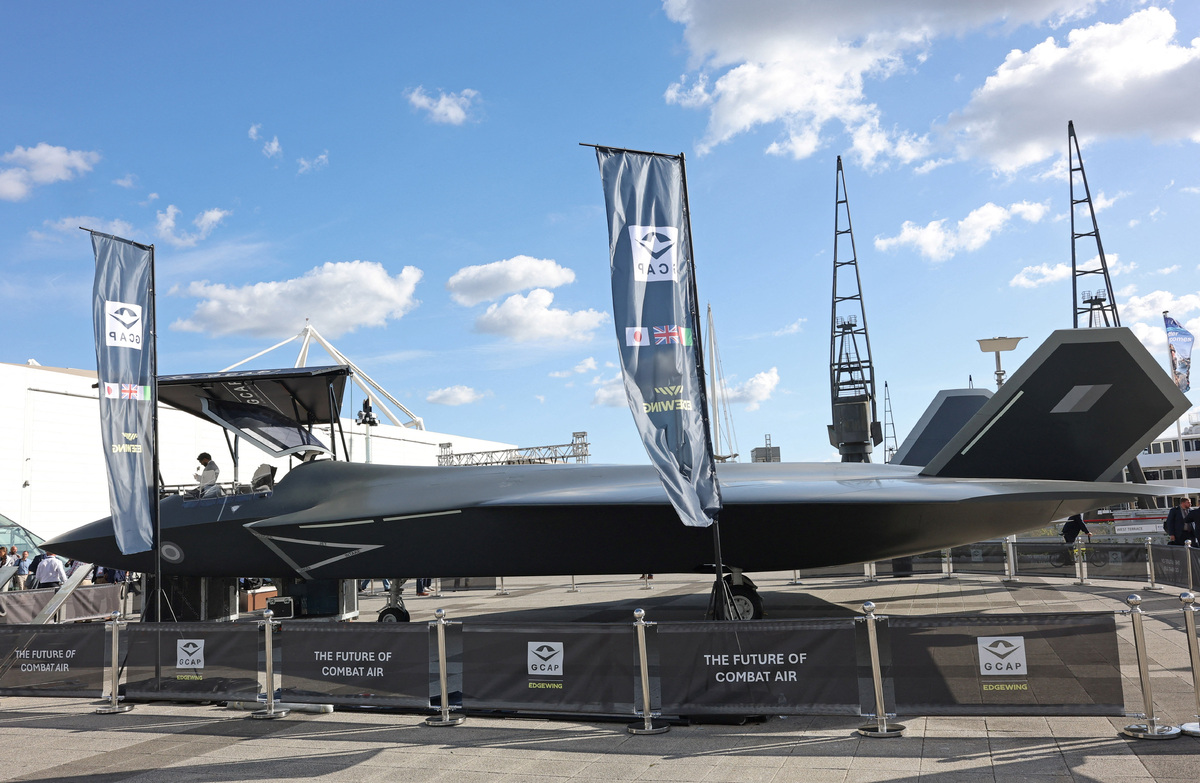 영국이 이탈리아·일본과 공동개발하고 있는&nbsp;글로벌 전투항공 프로그램(GCAP) 모형이 전시되어 있다. 세계일보 자료사진