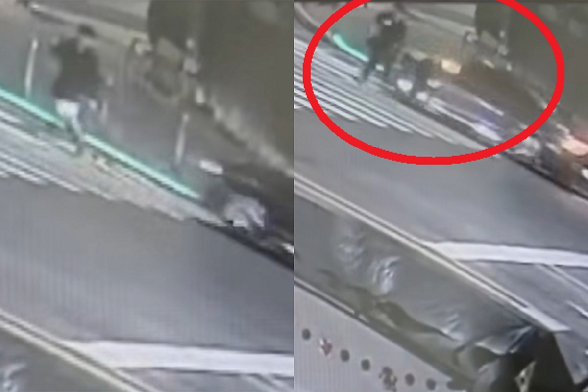 김인호 산림청장이 지난 20일 밤&nbsp;경기 성남시 분당구의 한 사거리에서 횡단보도를 건너던 보행자를 향해 빠르게 질주하는 모습. YTN 보도화면 캡처