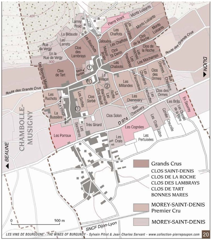 도멘 레셔노 모레 생 드니 포도밭(핑크색). 홈페이지