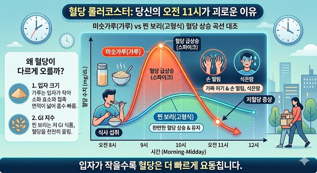 혈당 롤러코스터: 당신의 오전 11시가 괴로운 이유. 제미나이 생성 이미지
