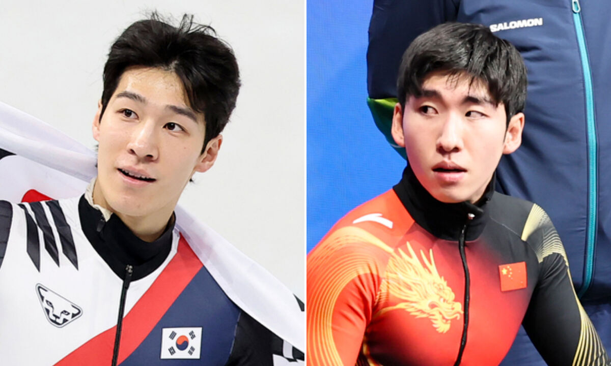한국 쇼트트랙 국가대표 황대헌(왼쪽), 린샤오쥔. 뉴스1·뉴시스