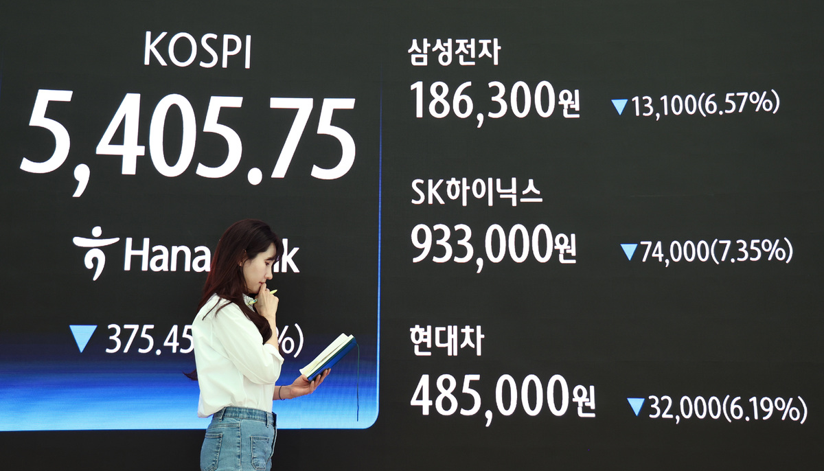 23일 오후 서울 중구 하나은행 딜링룸 전광판에 증시 종가가 표시되어 있다. 뉴스1