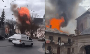 카메라에 담긴 러시아 ‘자폭 드론’…우크라 세계문화유산 덮쳐