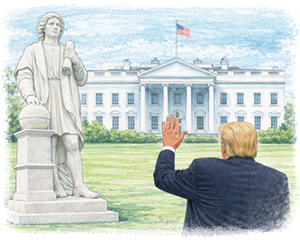  백악관에 들어선 콜럼버스 동상