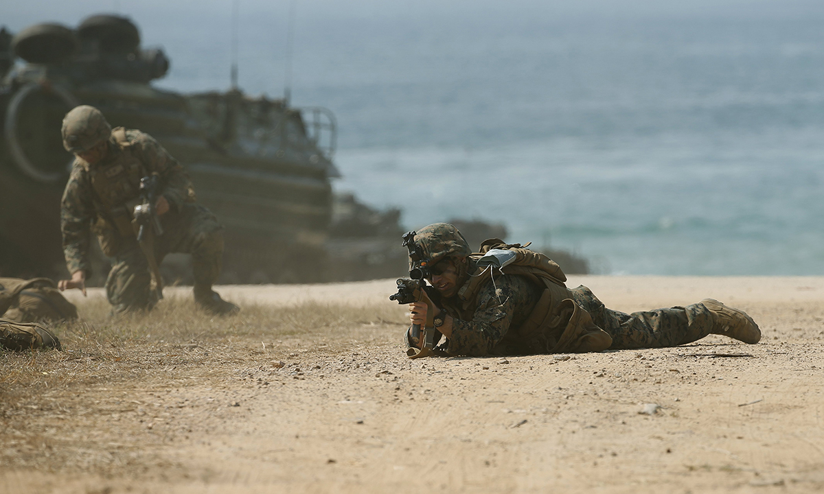 미국 해병대의 상륙작전 훈련 모습. EPA연합뉴스