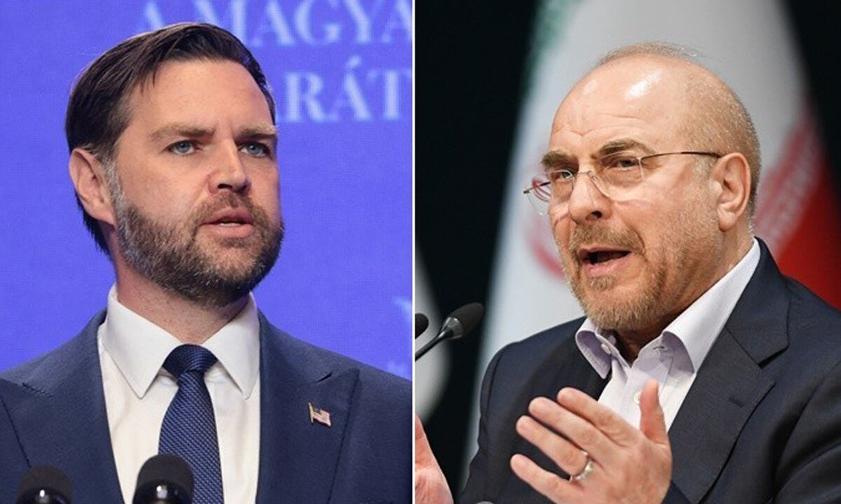 밴스 미국 부통령(왼쪽)과 모하마드 바게르 갈리바프 이란 의회 의장. 로이터·신화연합뉴스