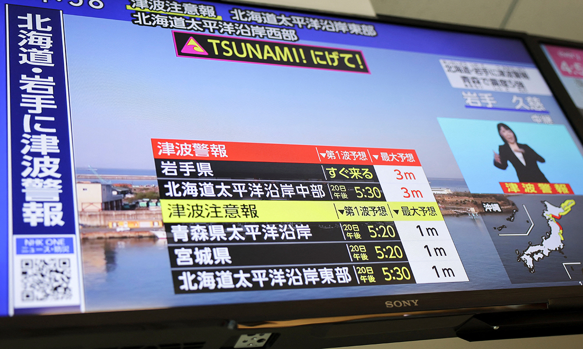 20일 오후&nbsp;일본 혼슈 동북부 해역에서 규모 7.5로 추정되는 지진이 발생했다. 로이터연합뉴스