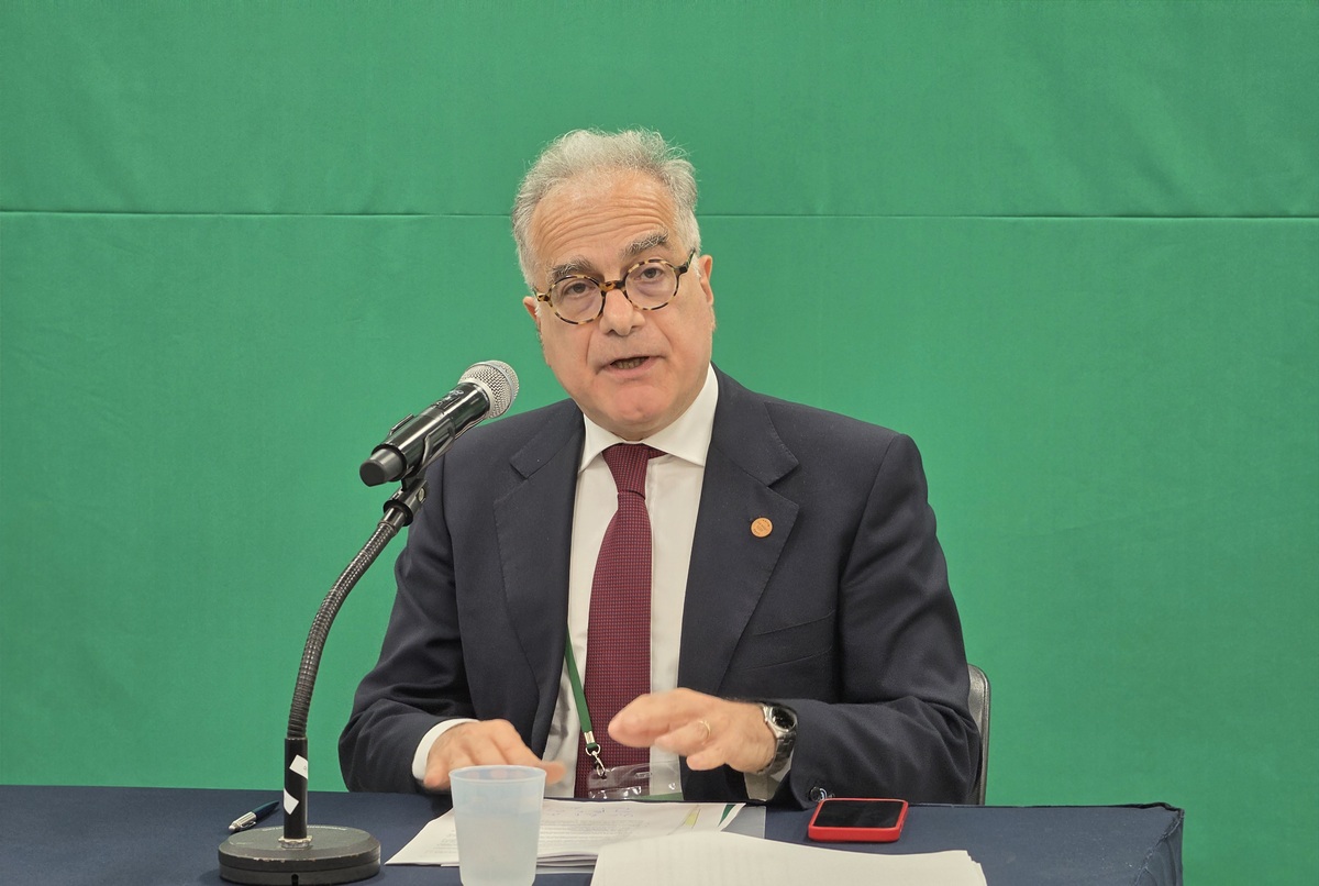 우고 아스투토 주한 EU대사가 20일 전남 여수에서 열린 녹색대전환(GX) 국제주간 행사에서 기자들과 대화를 하고 있다. 기후에너지환경부 제공