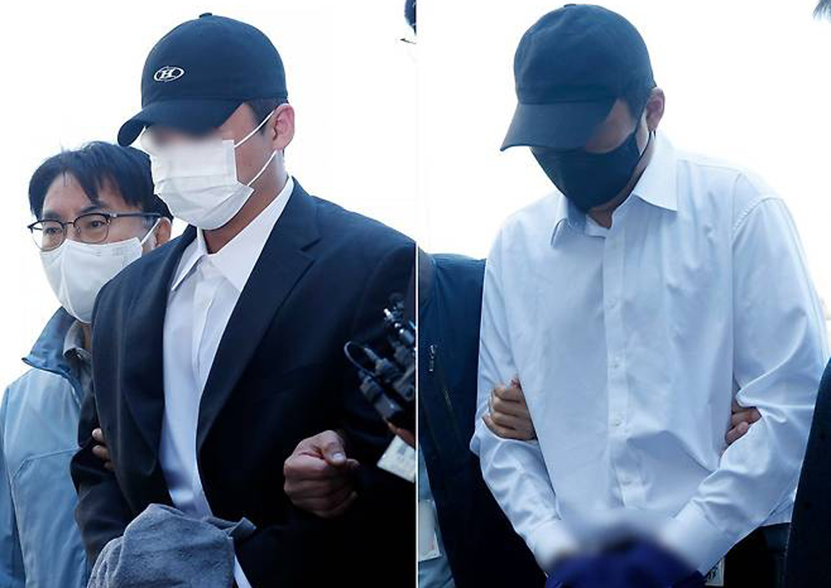 고(故) 김창민 영화감독을 폭행해 숨지게 한 혐의를 받는 피의자들이&nbsp;4일 오전 영장실질심사를 받기 위해 의정부지법 남양주지원에 출석하고 있다. 뉴스1