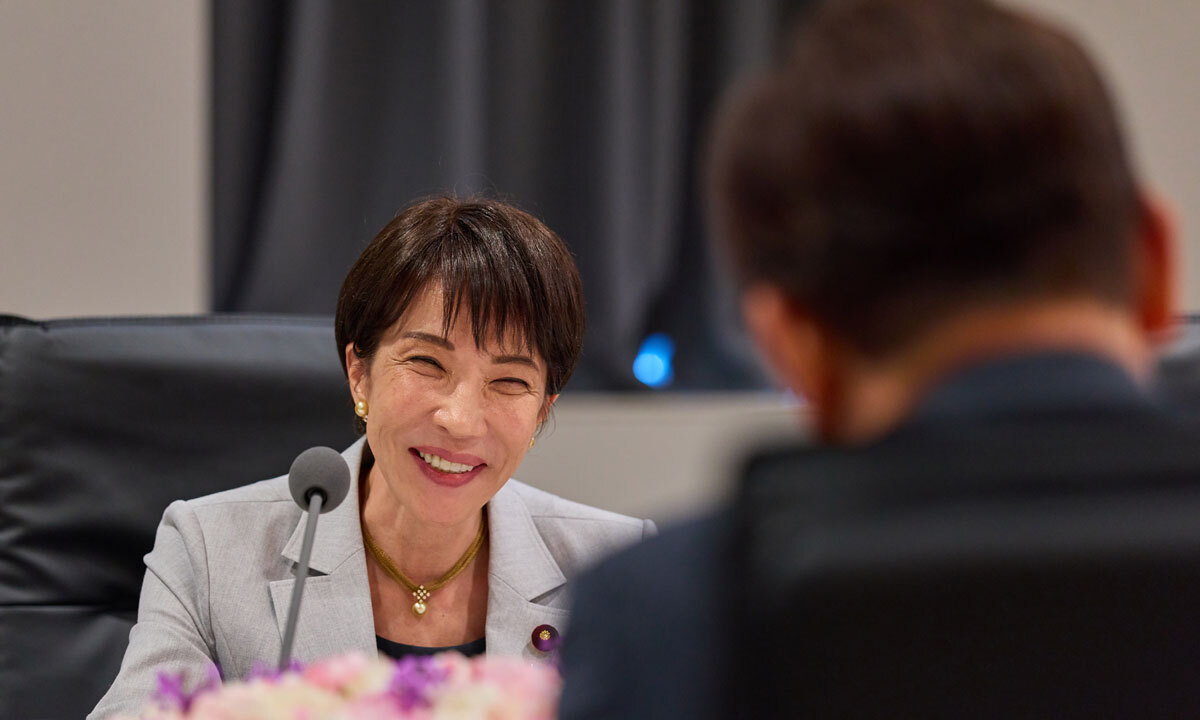 다카이치 사나에 일본 총리가 19일 경북 안동시 한 호텔에서 열린 이재명 대통령과 확대 정상회담에서 발언하고 있다. 청와대 제공