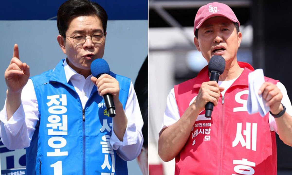 더불어민주당 정원오 서울시장 후보(왼쪽)와 국민의힘 오세훈 서울시장 후보. 뉴시스·연합뉴스