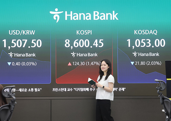 장중 8,600선 터치에<br>'코스피 시총' 7천조원 돌파