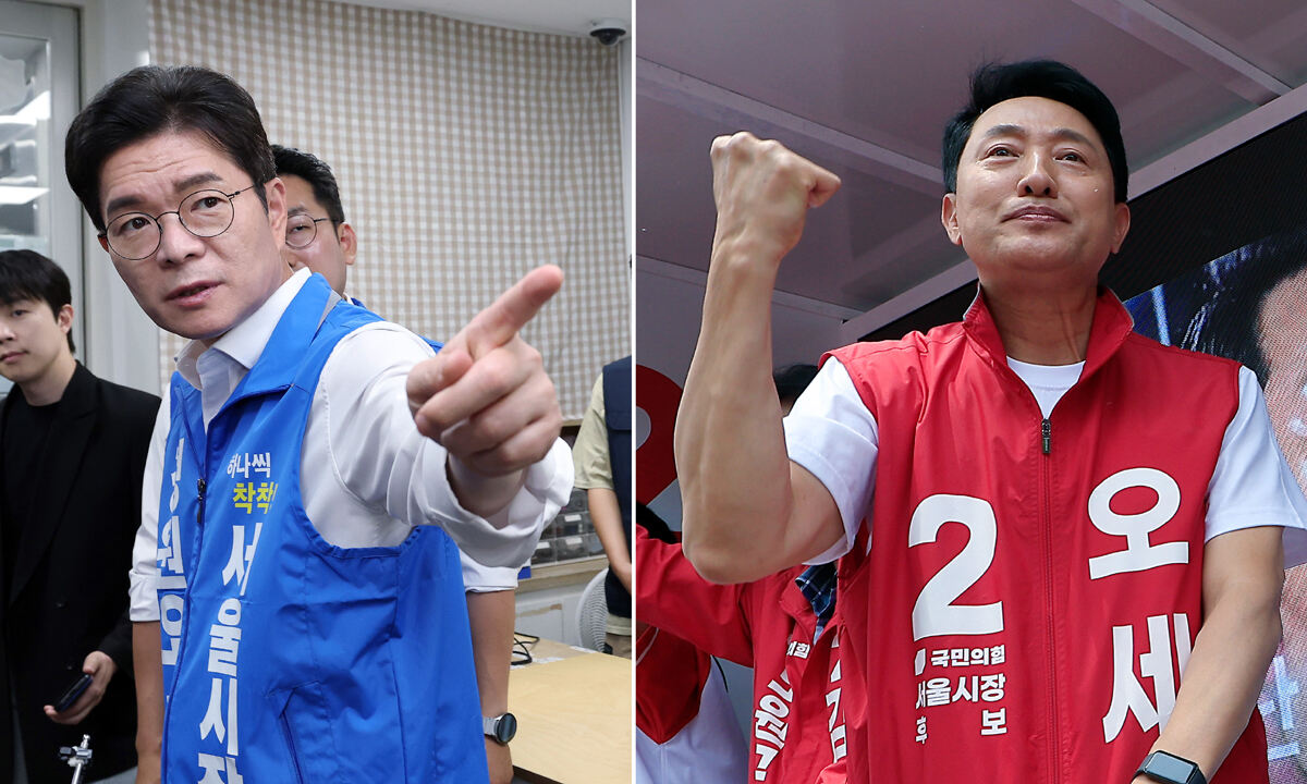 정원오 더불어민주당 서울시장 후보(왼쪽), 오세훈 국민의힘 서울시장 후보. 뉴스1