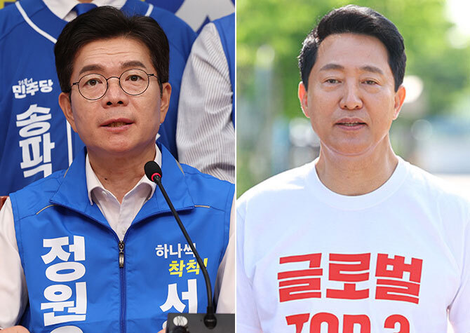 마지막날 총력전<BR>鄭 청계광장·吳 신촌 파이널 유세