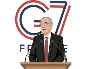  G7 회의장의 스위스 대통령