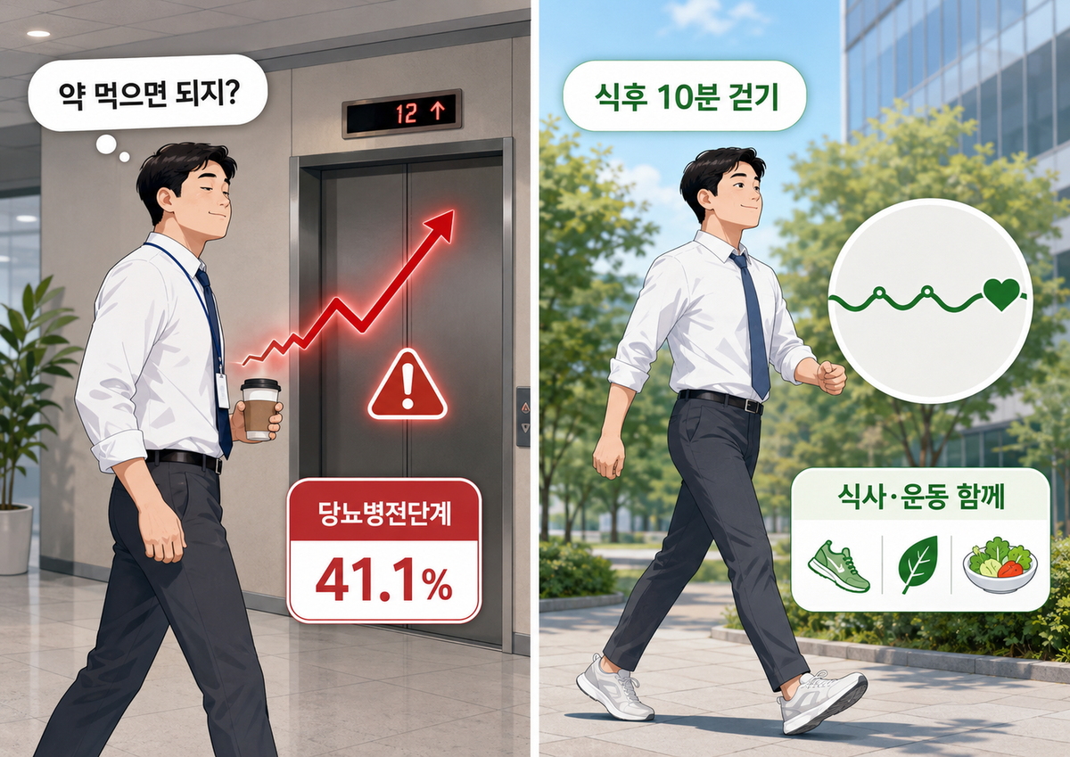 당뇨병전단계 관리에서는 약물에만 기대기보다 식사 조절과 꾸준한 신체활동을 함께 이어가는 것이 중요하다. ChatGPT 생성