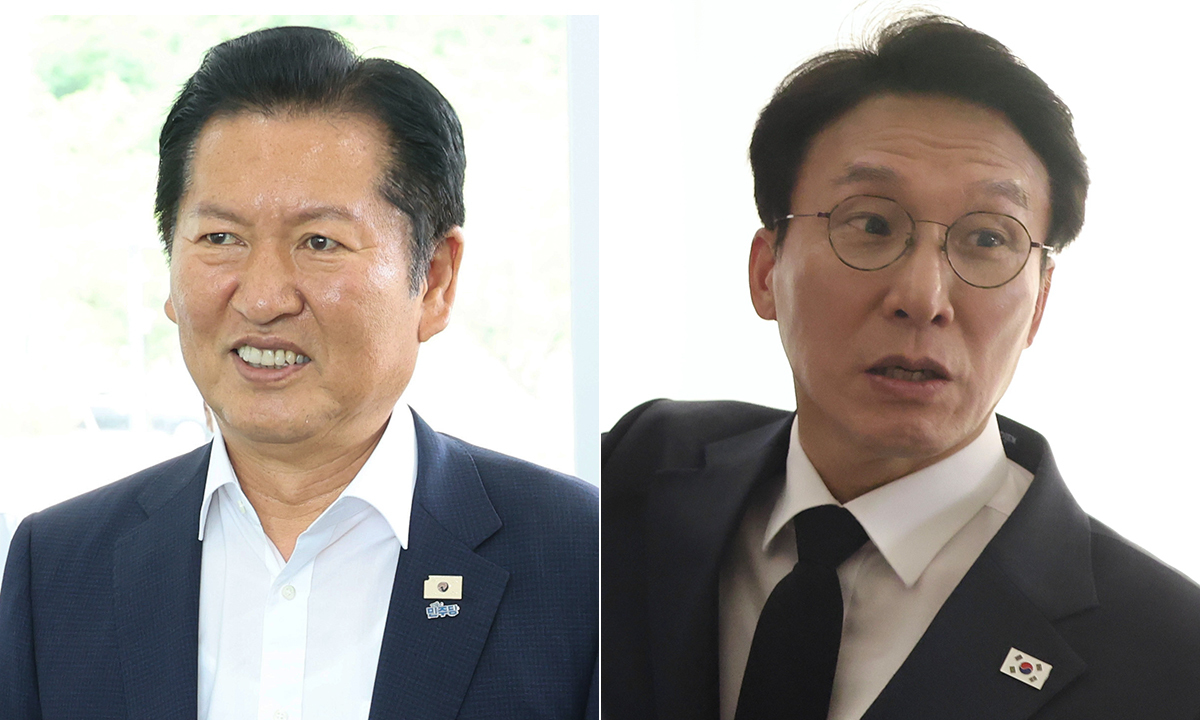 더불어민주당 정청래 전 대표(왼쪽), 김민석 국무총리. 연합뉴스