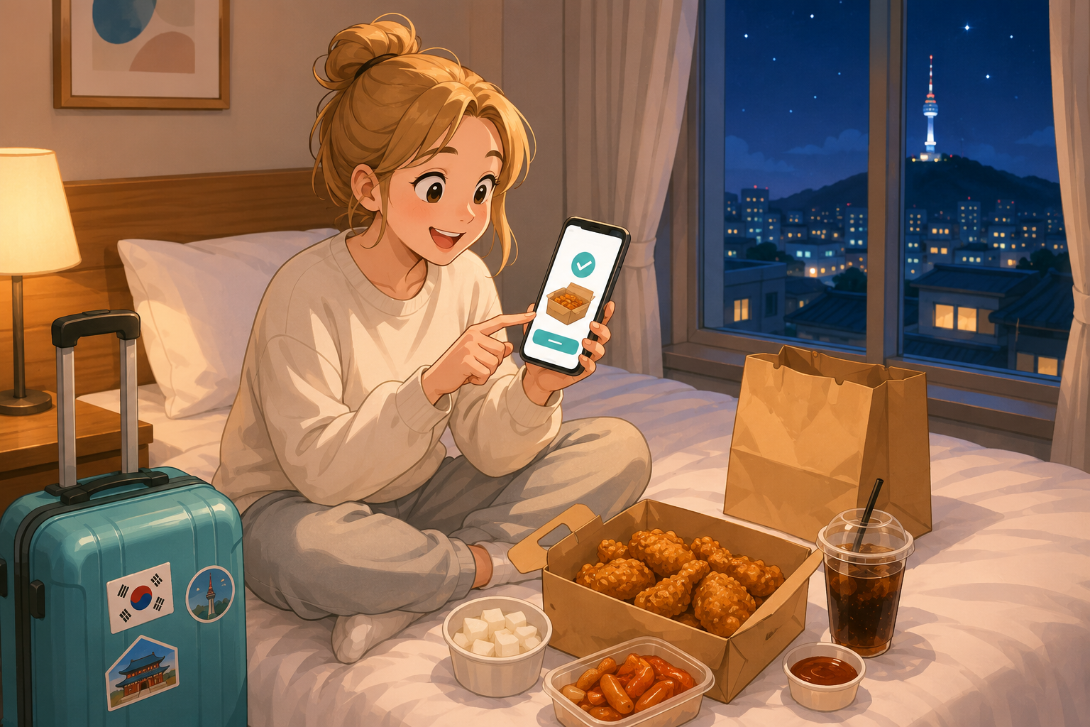 한국에 가면 꼭 해야하는 것? 외국인도 숙소서 야식 배달