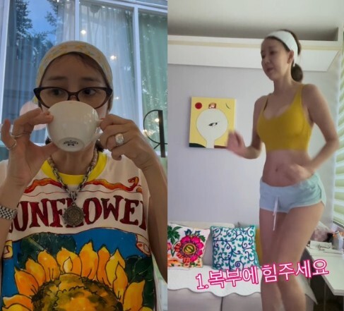 윤현숙 "1분만 해도 땀 뻘뻘"…스텝퍼로 나이 잊은 몸매