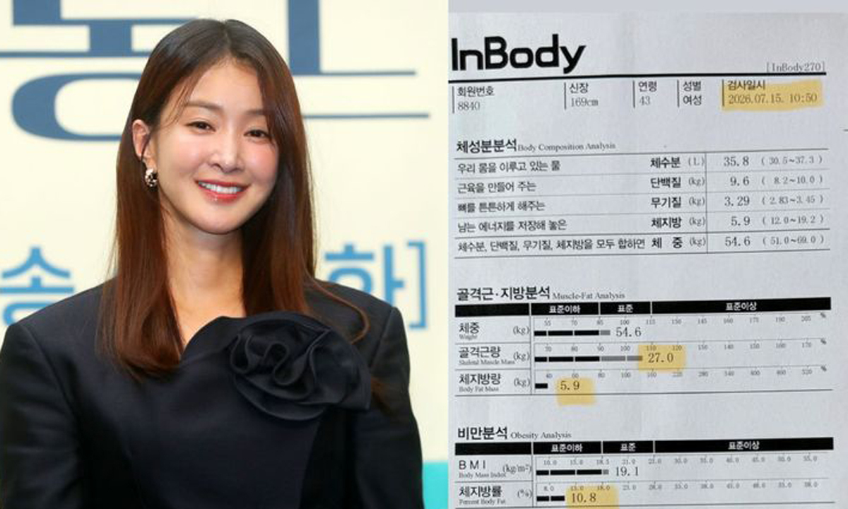 이시영 '헐크 몸매' 인바디 공개…54㎏에 체지방률 10.8%
