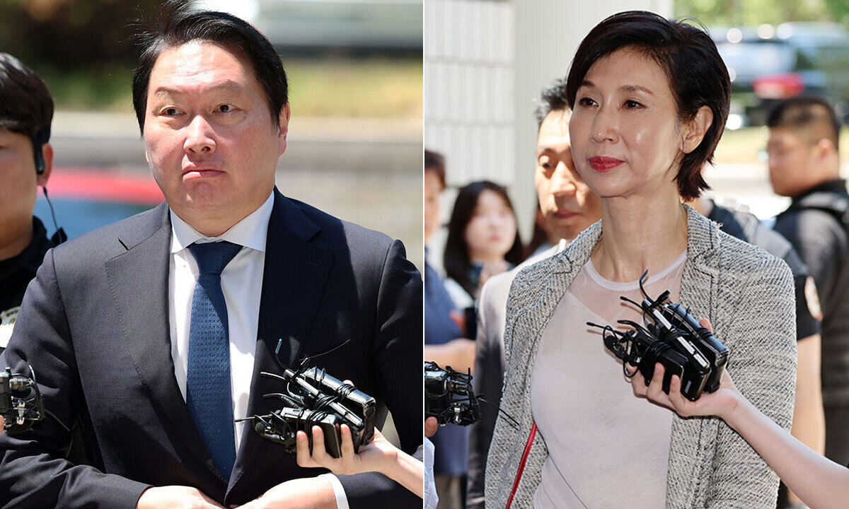 최태원 SK그룹 회장(왼쪽)과 노소영 아트센터 나비 관장. 뉴시스