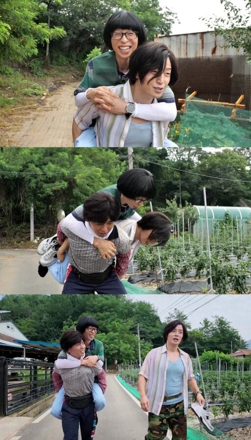 유재석 번쩍 업은 허경환 "낙엽보다 가벼워"