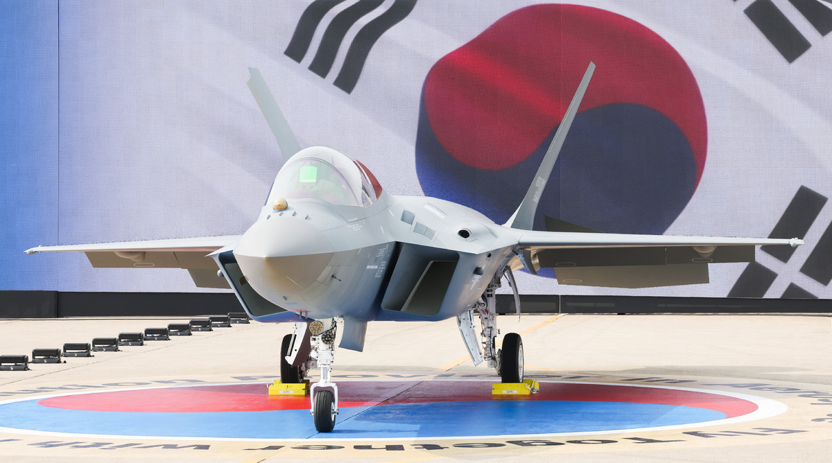 경남 사천 한국항공우주산업(KAI)에서 3월 25일 KF-21 양산 1호기가 공개되고 있다. 세계일보 자료사진