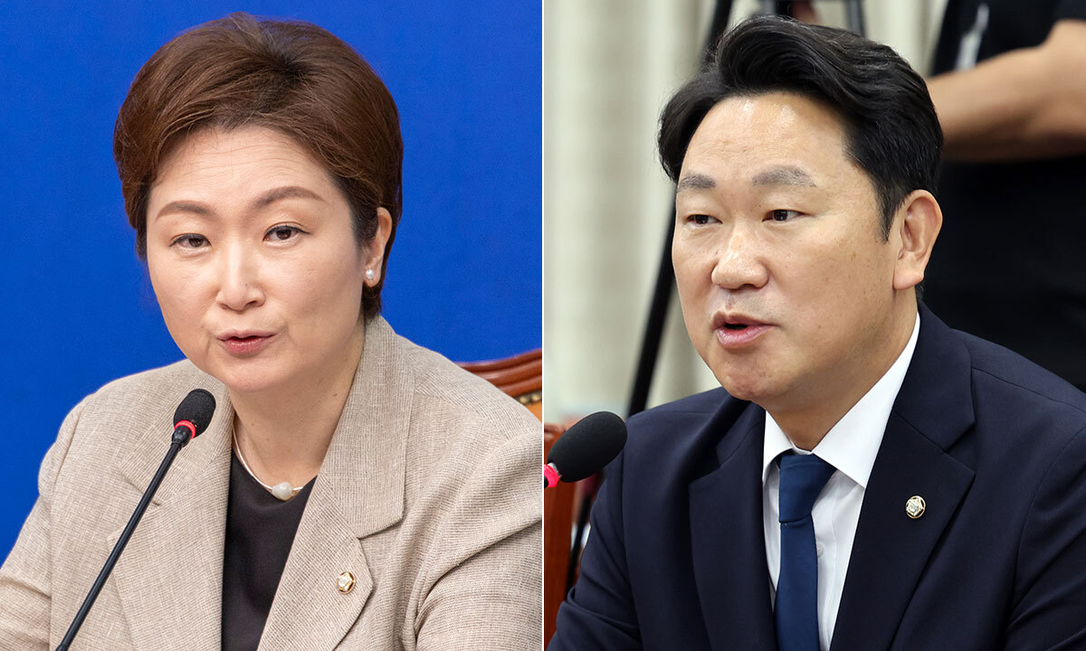 더불어민주당 이언주 의원(왼쪽), 곽상언 의원. 연합뉴스·뉴시스