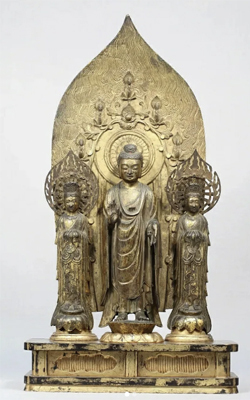 금동삼존불입상(호류지법 헌납보물 134호). 출처: 도쿄국립박물관 보관