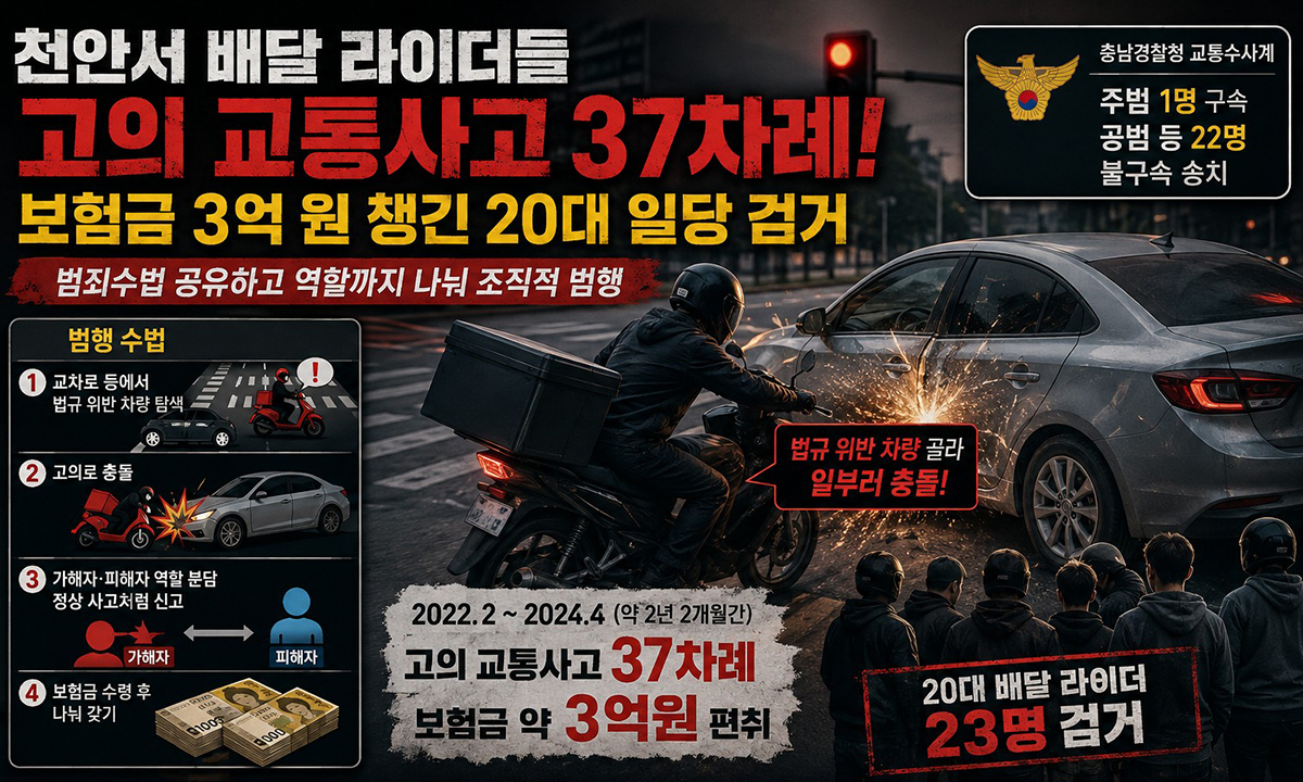 “법규 위반 차량 골라 들이받았다”… 20대 수십명 ‘집단 보험사기 공모’로 덜미
