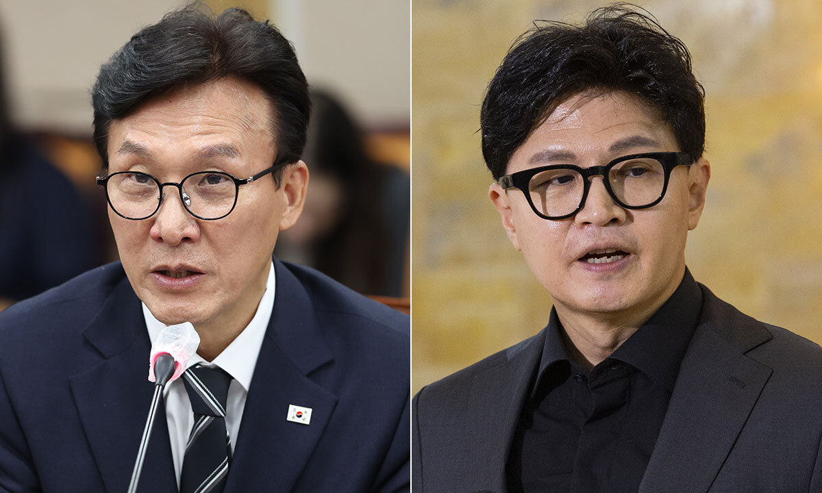 더불어민주당 김민석 대표와 무소속 한동훈 의원. 뉴스1·연합뉴스