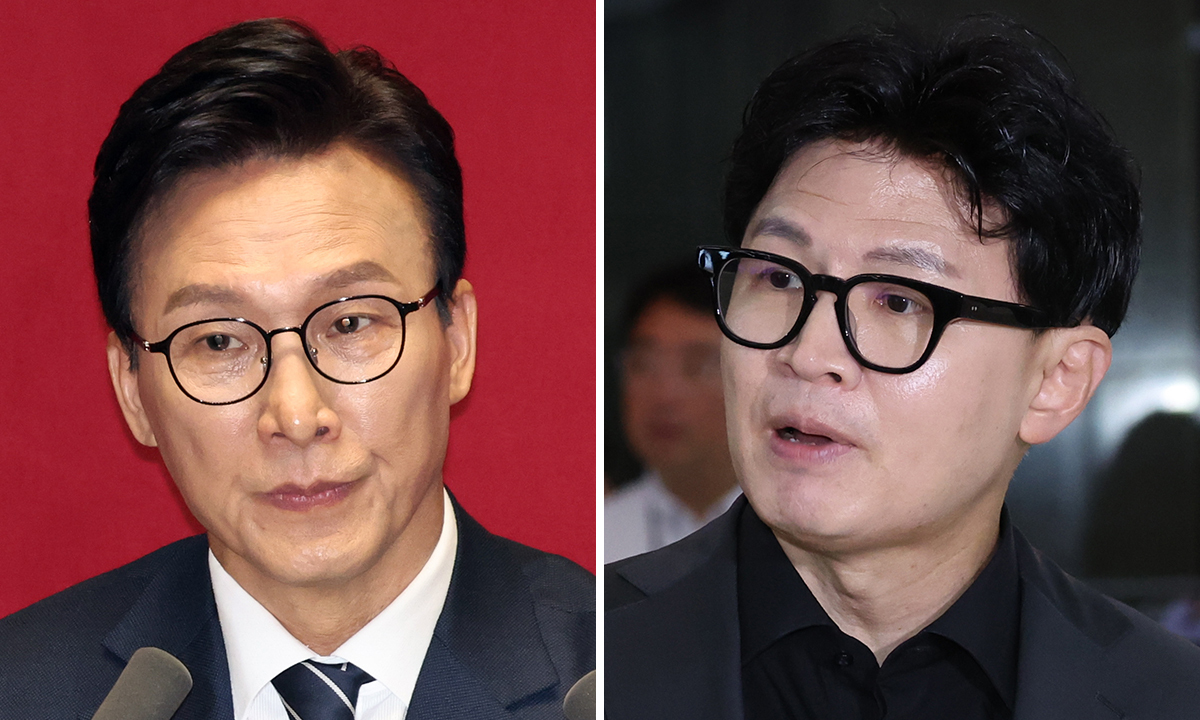 김민석 더불어민주당 대표(왼쪽), 한동훈 무소속 의원. 뉴시스