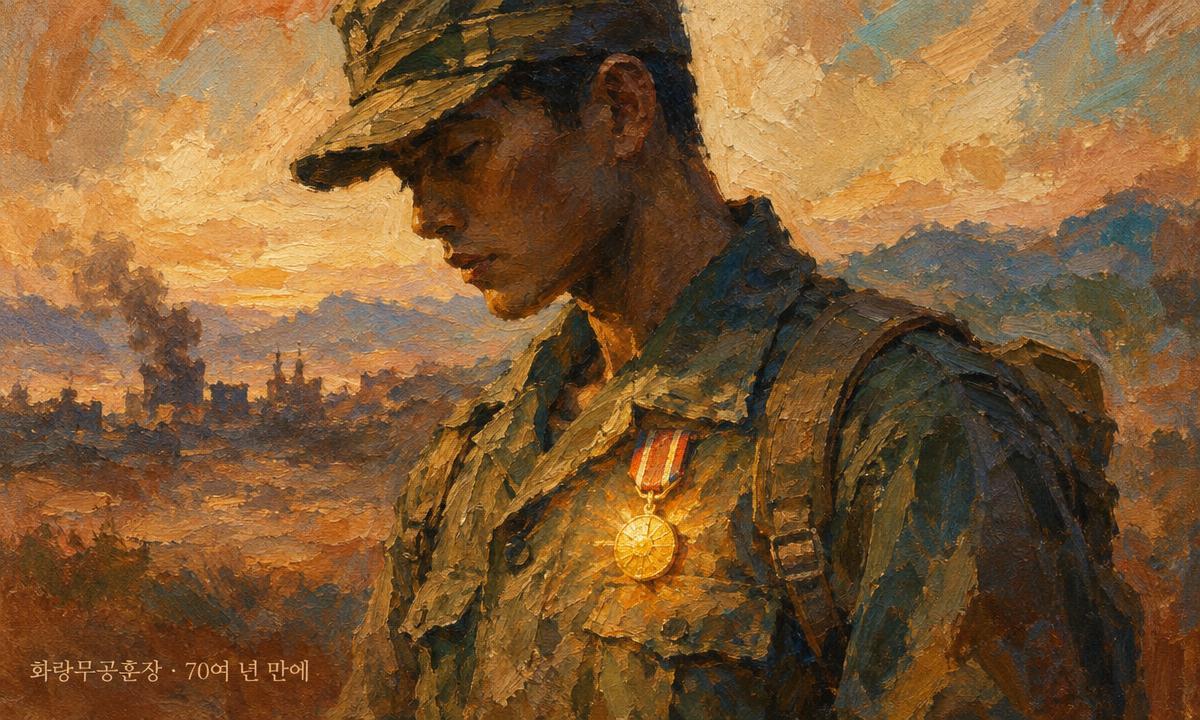 6·25전쟁 참전용사 고 김만순 상병이 1952년 전투 중 받았으나 70여 년간 전달되지 못했던 화랑무공훈장이 10월 1일 국군의 날 고창군을 통해 유가족에게 전수된다. 인공지능(AI) 플랫폼 ‘세계온(SEGYE.On)’으로 생성