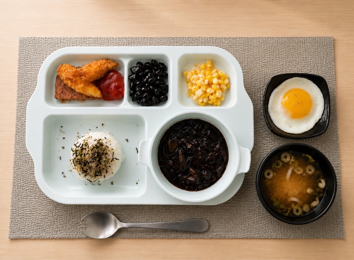 중부고속도로 음성휴게소(하남·남이방향)의 ‘스페셜 키즈 백반’. 짜장밥과 계란 등 아이들이 좋아하는 것을 한 상에 담아 4000원에 판다. 사진=한국도로공사 충북본부 제공